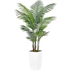 ASTIDY Artificial Plant 5FT Fake Palm Tree with White Tall Planter | Faux Tropical Areca Floor Plant in Pot, Artificial Silk Trees for Home Office Living Room Decor Indoor