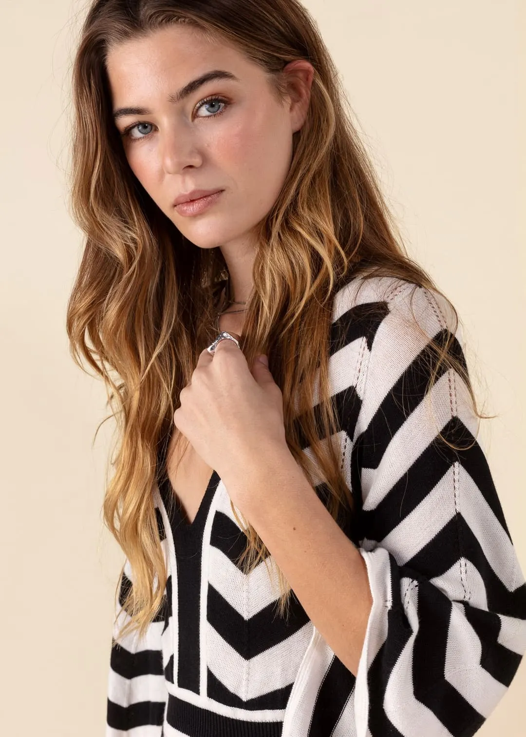 Lång stickad klänning