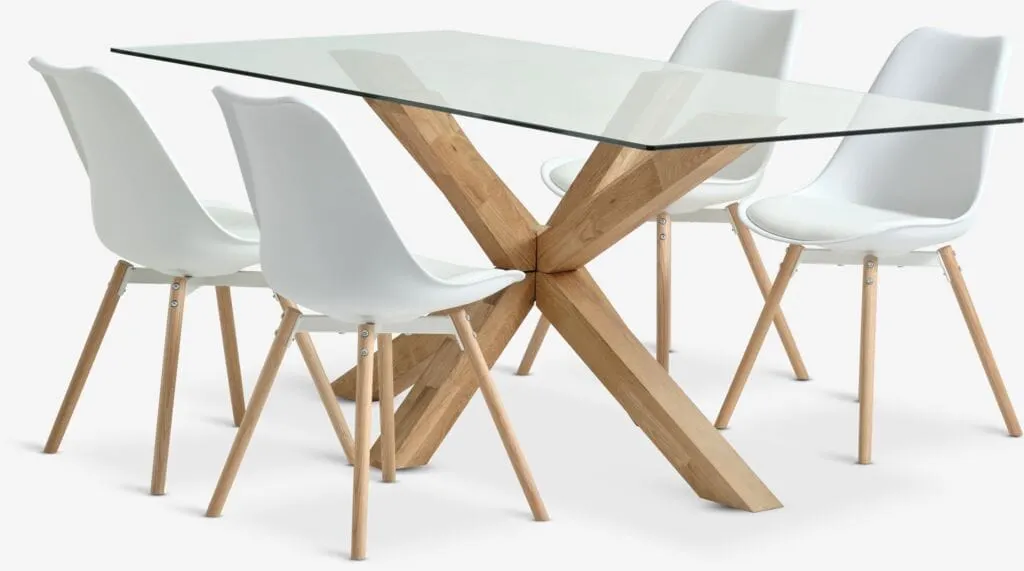 AGERBY Tavolo L190 rovere naturale + 4 KASTRUP Sedie bianco