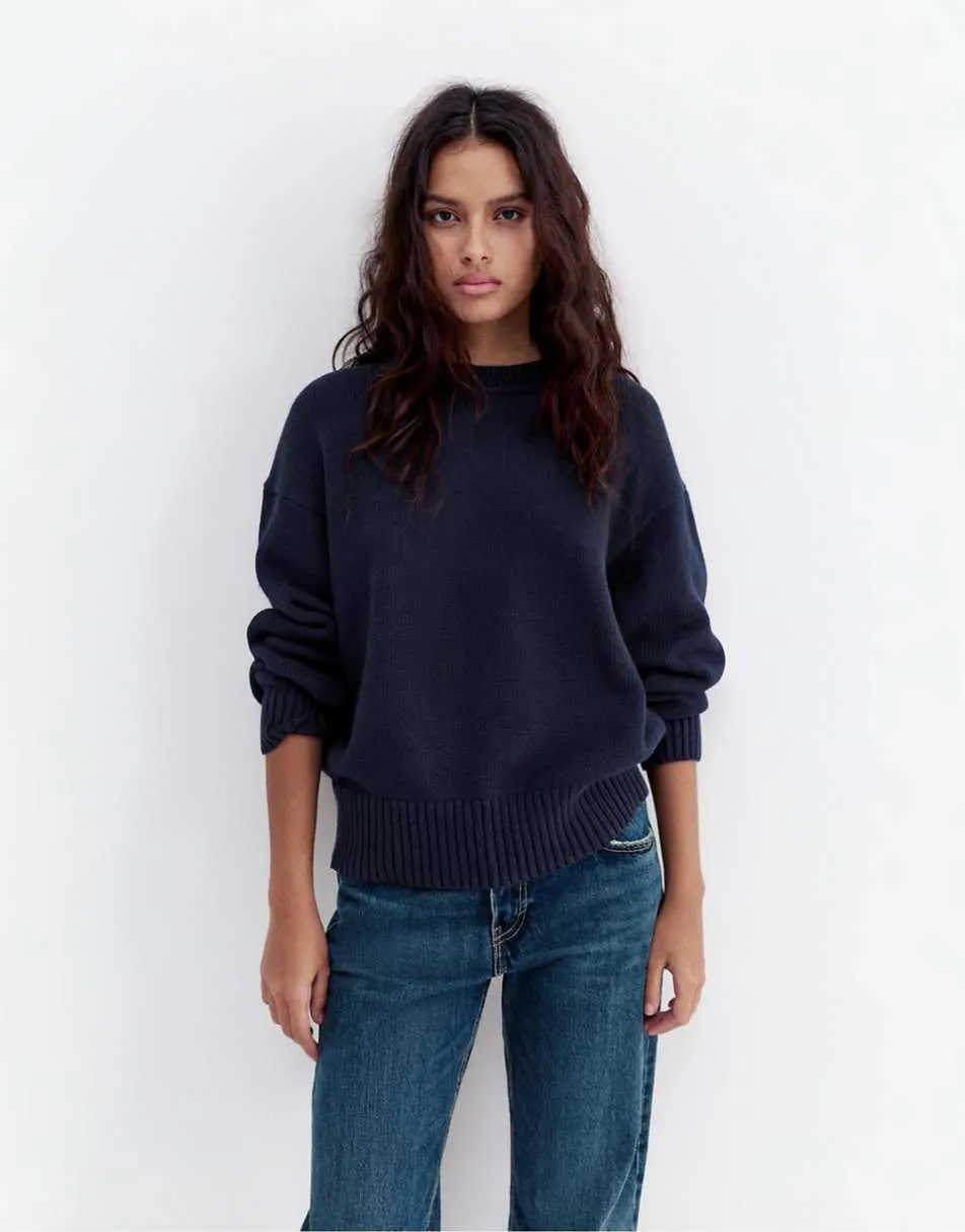 Pull&Bear Oversize jumper in navy