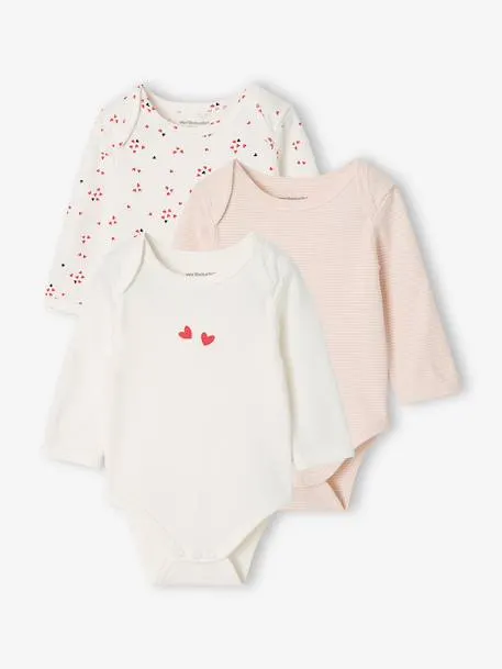 Lot de 3 bodies manches longues bébé - écru
