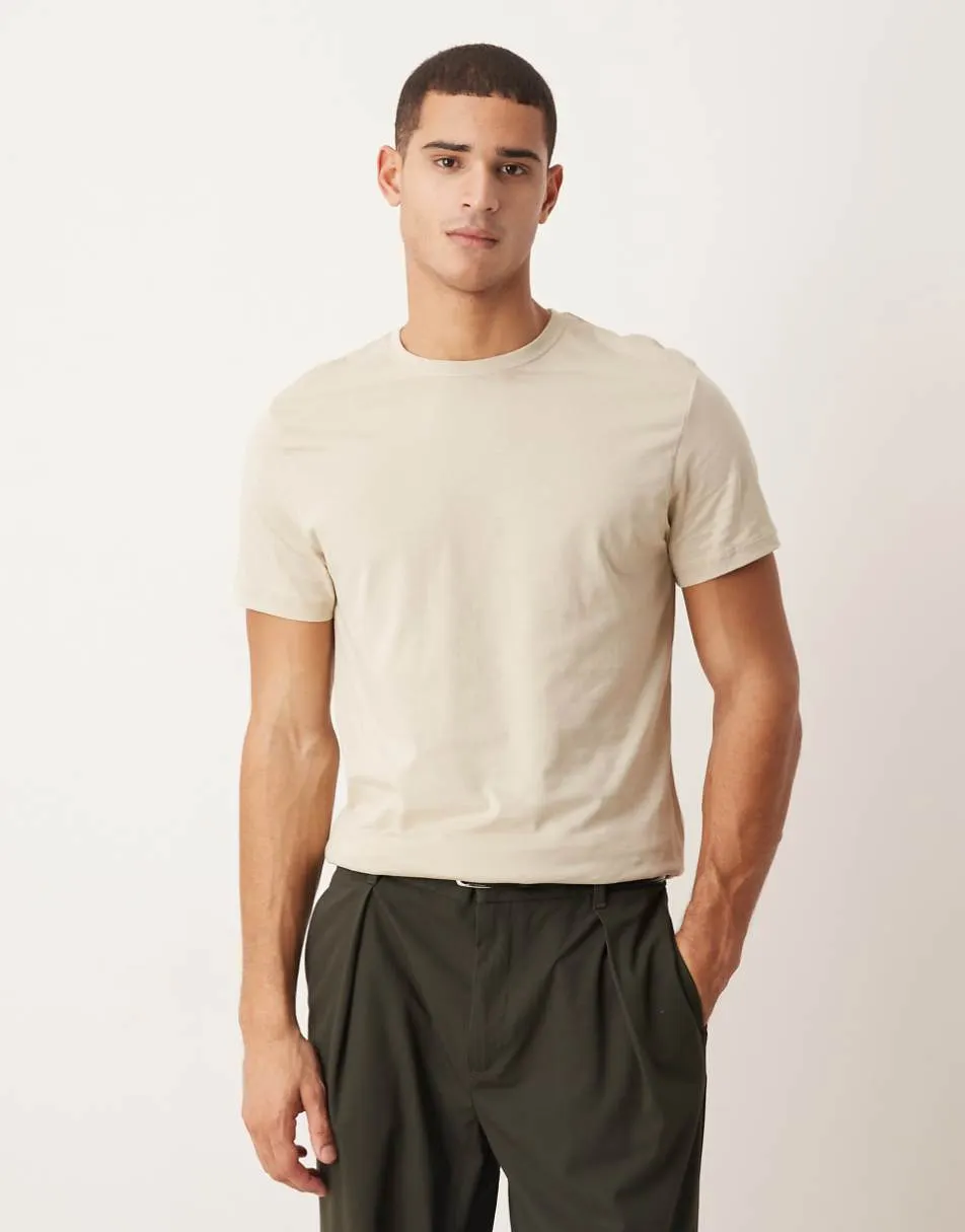 ASOS DESIGN Premium SUPIMA® Cotton crew neck t-shirt in stone