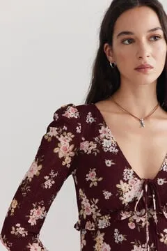 Vestido midi estampado lazo