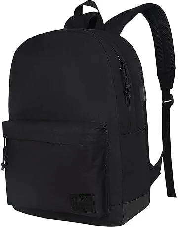 SUPACOOL Casual Laptop Backpack for Men and Women, Work backpack, Black Backpacks, College School Backpack for Boys and Girls, Lightweight Travel Back Pack(Black)