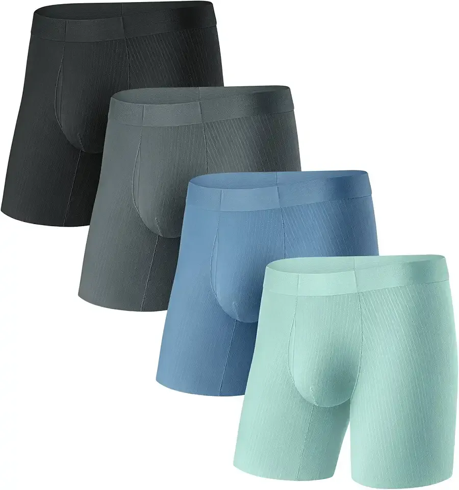 Men's Breathable Cool Underwear, Moisture Wicking Odor Control Boxer Briefs, Seamless Thin Waistband & Quick Dry