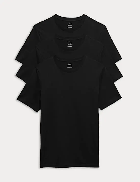 3 Pack Pure Cotton Crew Neck T-Shirts