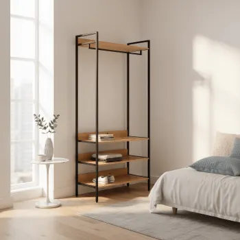 Wandkast LYRA met Roede/3 Leggers Artisan-Zwart B84