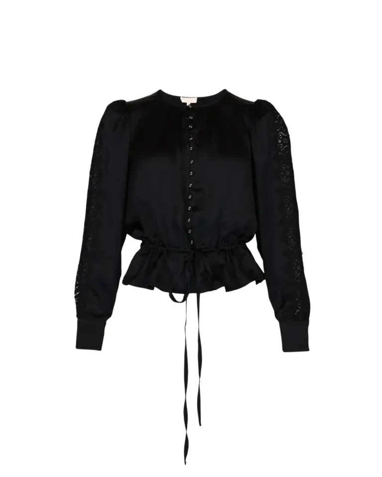 Satin Tie Blouse - Black