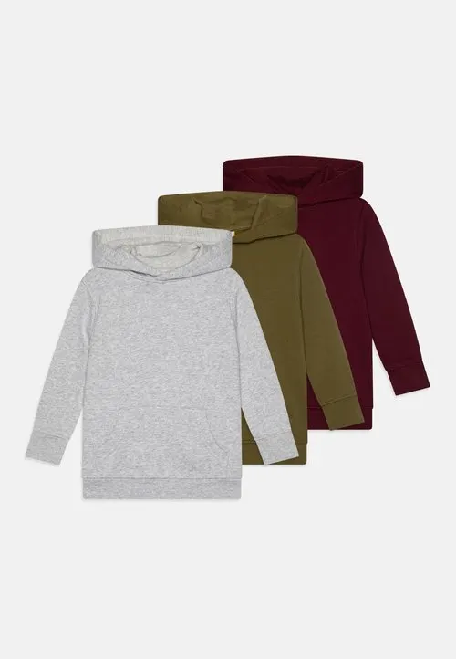 UNISEX 3 PACK - Hoodie - mottled light grey/bordeaux/dark green