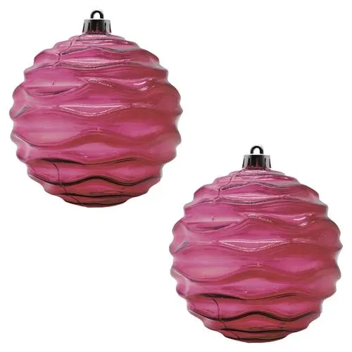 Enchanted Forest® 100mm Magenta Transparent Shatterproof Ornaments - 2 Pack
