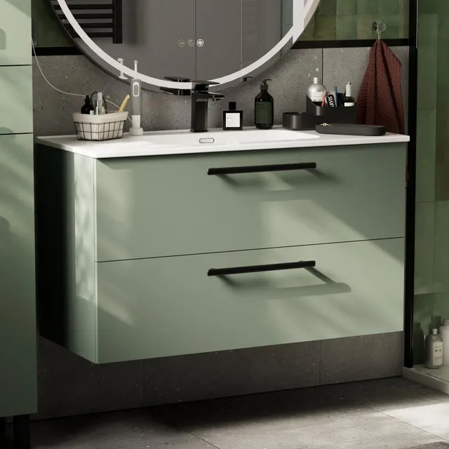 Mueble de baño con lavabo Remix2 verde 100x45 cm
