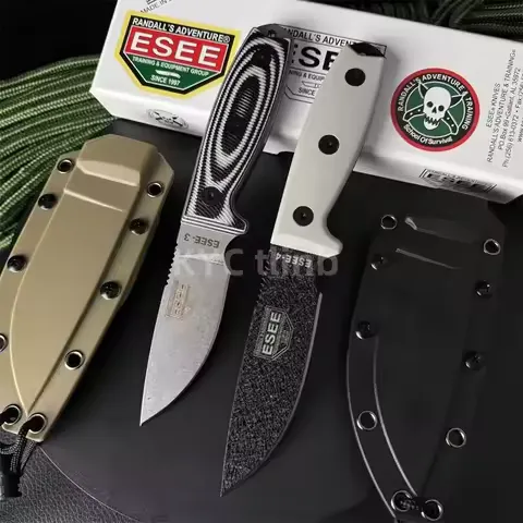 ESEE Series S35VN Stainless Steel Blade High-end G10 Linen Handle Outdoor Camping Portable Multi-function Tool Back Clamp Sleeve