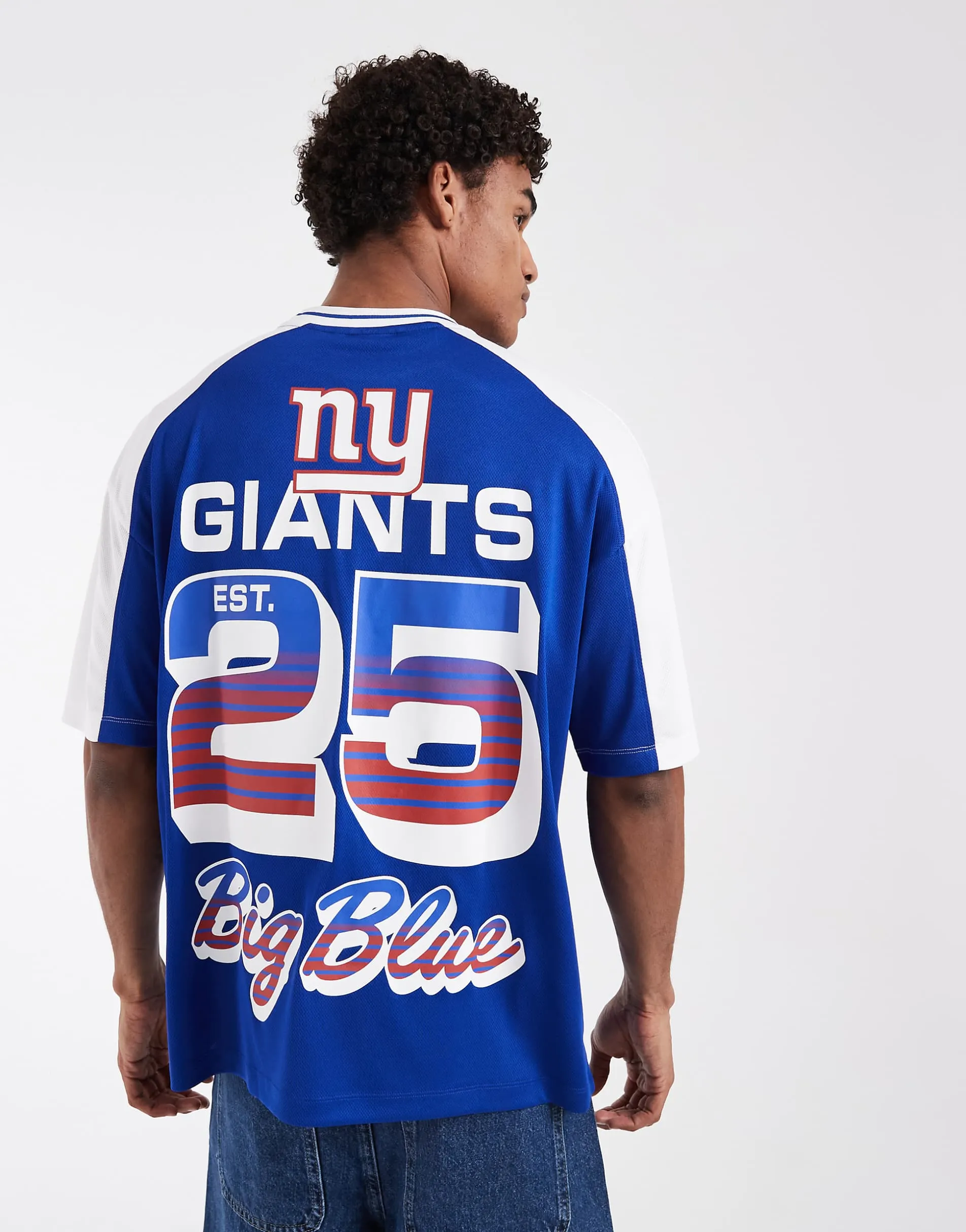 ASOS DESIGN oversized t-shirt with NFL New York Giants print in blue