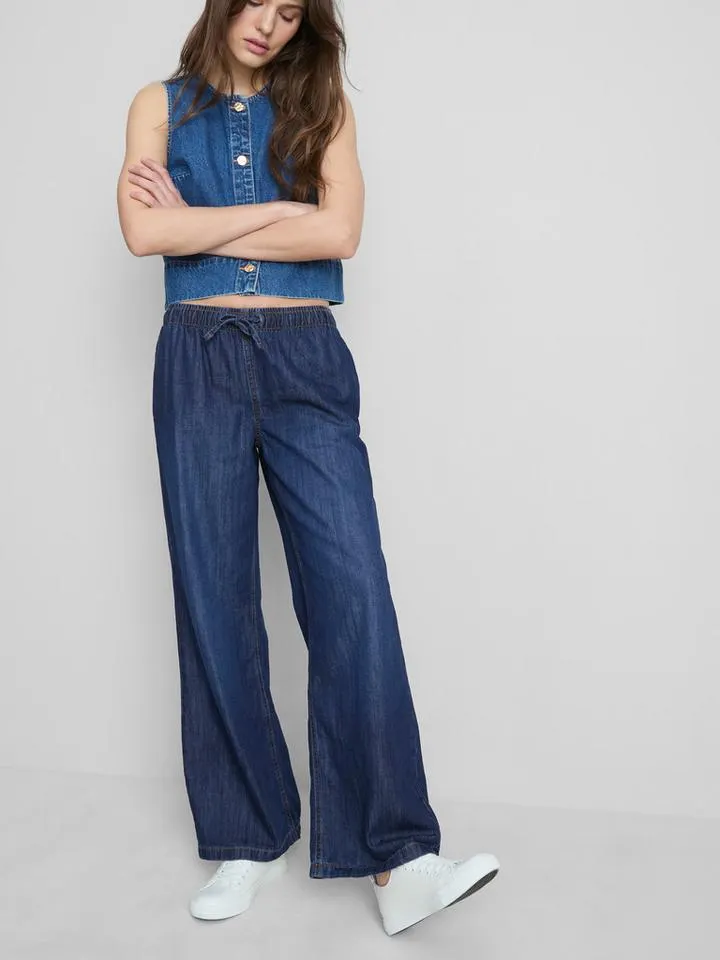 Bas de jogging en denim à coupe droite