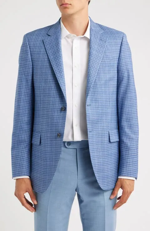 Flynn Classic Fit Light Blue Check Wool Sport Coat