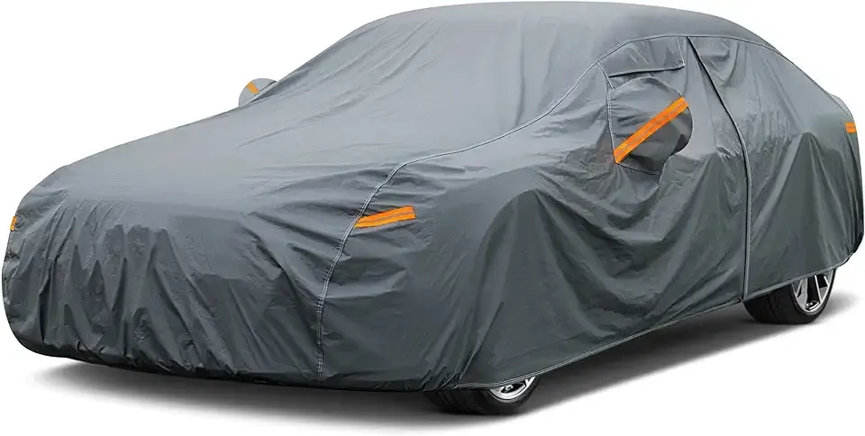GUNHYI 16 Layers Car Cover Waterproof All Weather for Sedan Heavy Duty | Outdoor Car Cover Universal Fit Toyota Camry, Tesla Model 3, Lincoln MKZ, Nissan Altima, Kia K5/Stinger, Hyundai Sonata etc.
