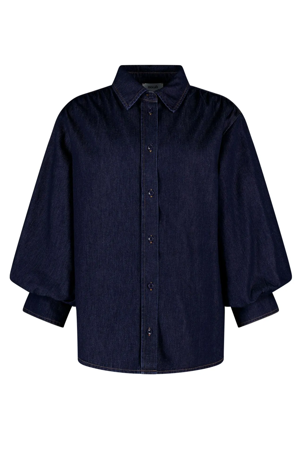 Donkerblauwe denim blouse