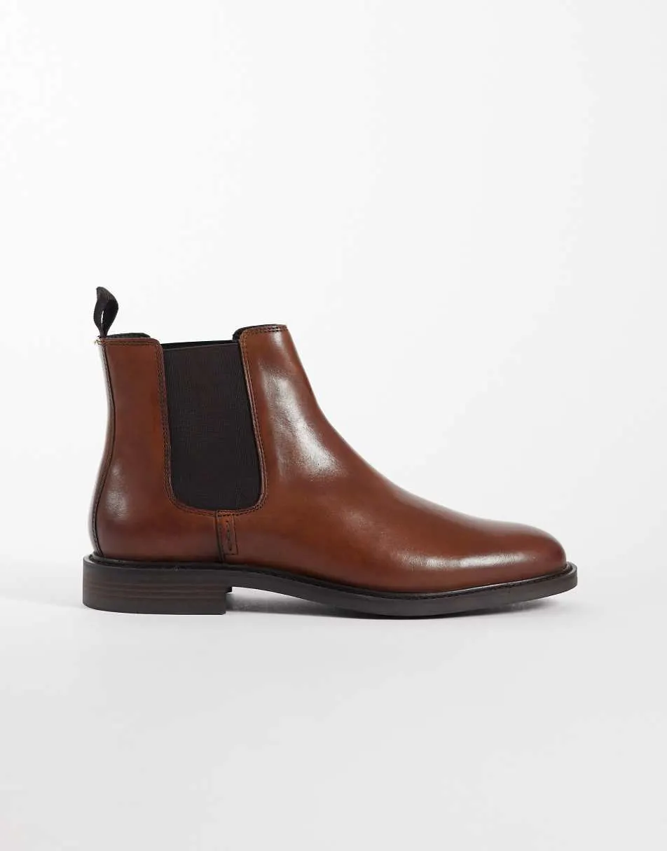 ASOS DESIGN chelsea boots in burnished tan leather