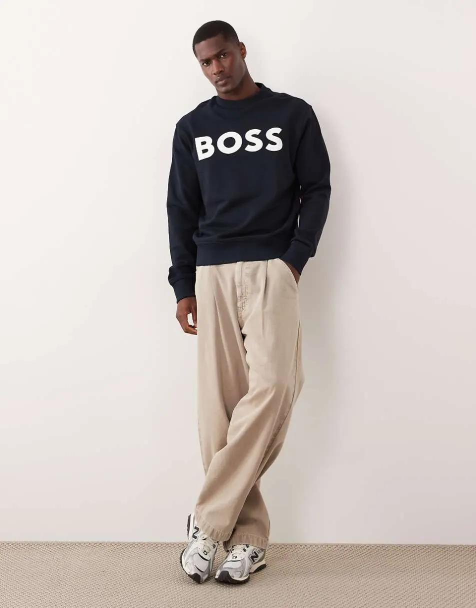 Hugo Boss relaxed sweatshirt with logo print in dark blue