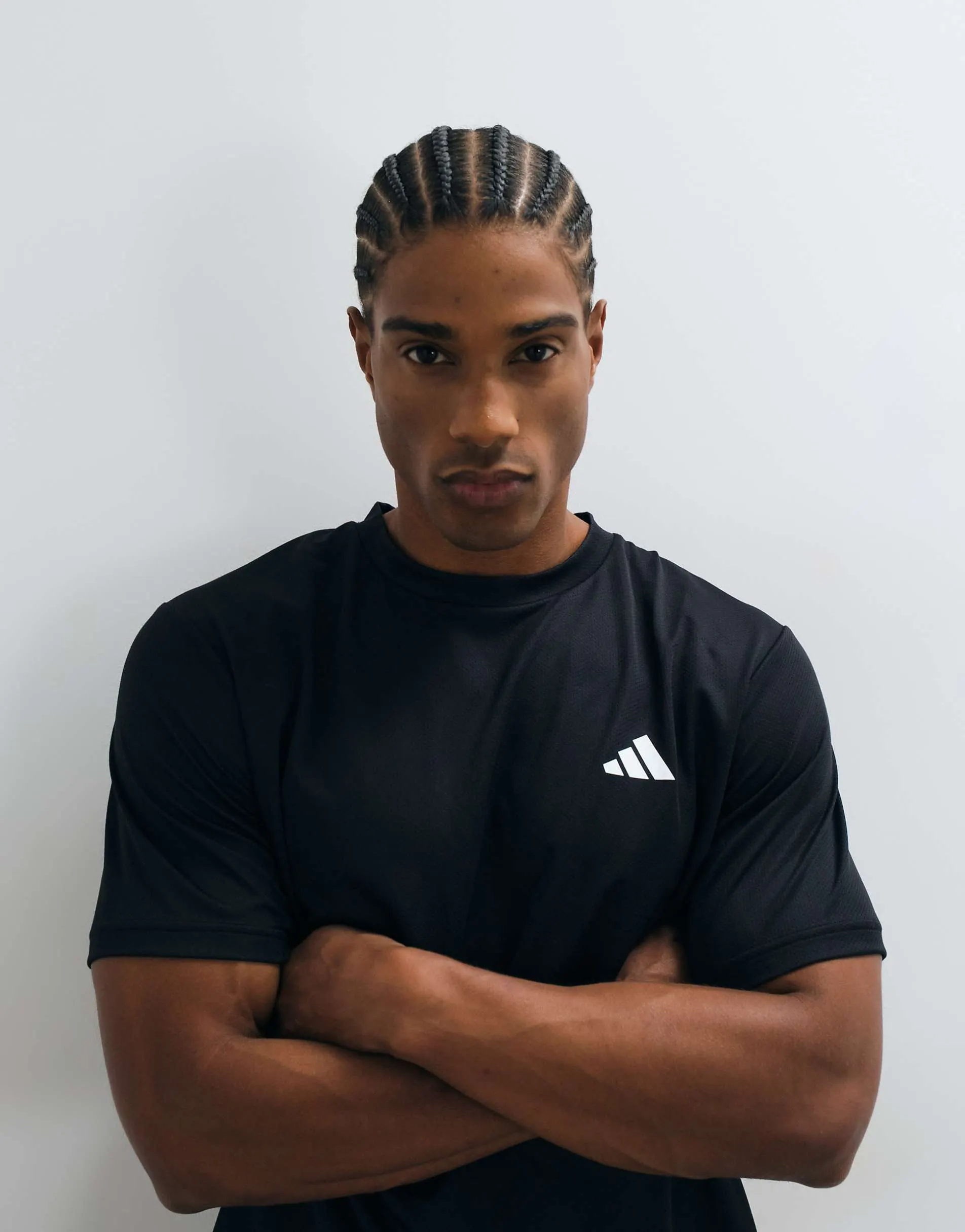 adidas Training essentials 3 stripe t-shirt in black