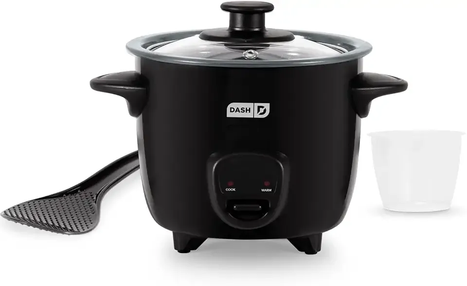 Dash Mini Rice Cooker, 2-Cup Removable Ceramic Nonstick Pot, Black