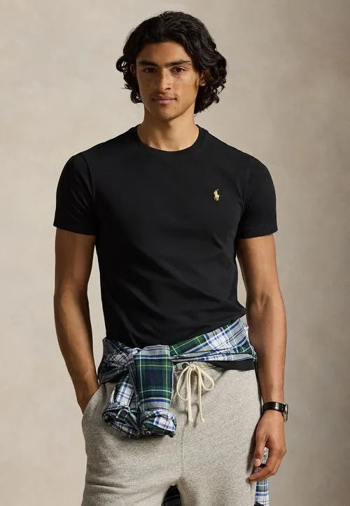 CUSTOM SLIM FIT JERSEY CREWNECK T-SHIRT - T-shirts - black