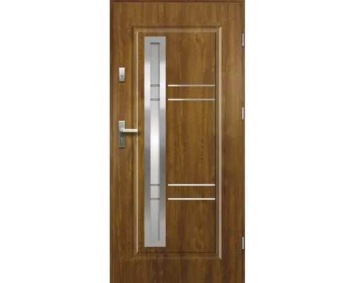 Vchodové dveře ocelové Apollo P55 80 L zlatý dub otevírání ven