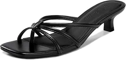 Athlefit Kitten Heels for Women Square Toe Strappy Flip Flop…
