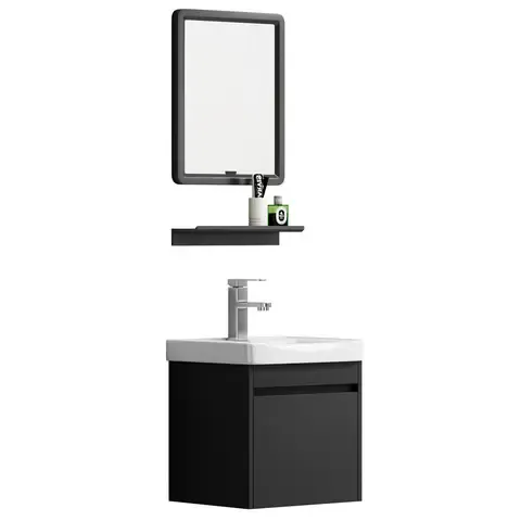 Combo Mueble de Baño + Espejo + Repisa Raymond Negro 42x36x43 cm