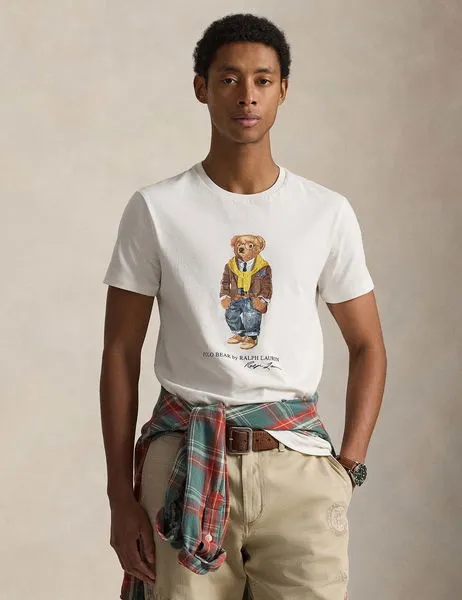 Custom Slim Fit Polo Bear Jersey T-Shirt White