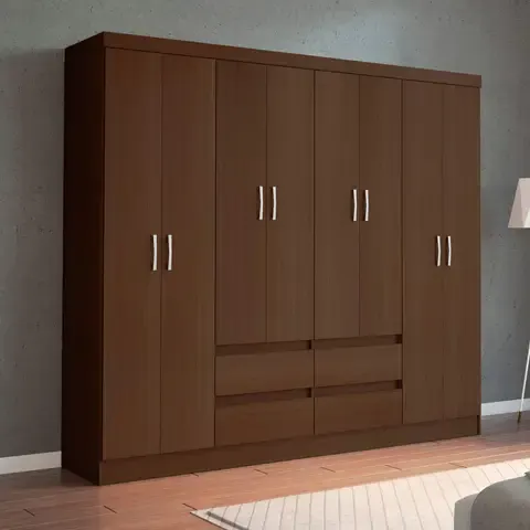 Ropero 8 puertas 4 cajones Nogal