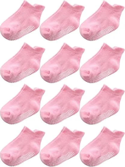 Aroveea Toddler Socks Non Slip Grip Baby Girls Kids Ankle Cute 12 Pack | Soft combed cotton; safety silicone on bottom; machine washable; cute patterns for 6M-7Y girl kids indoor outdoor play Aroveea Toddler Socks Non Slip Grip Baby Girls Kids Ankl…