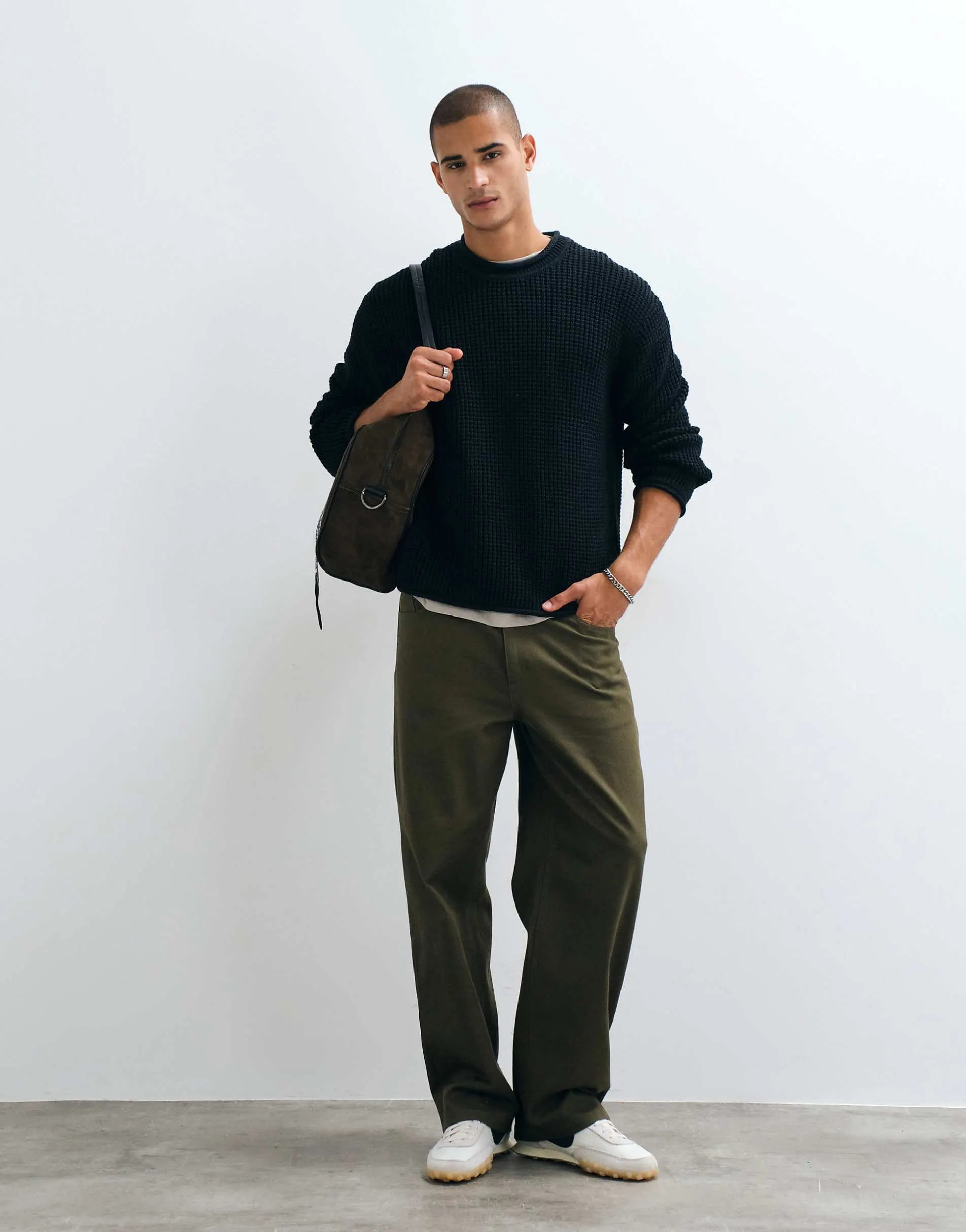 Abercrombie & Fitch knitted neck jumper in black