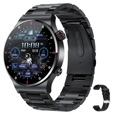 Herren Smartwatch 1,28 Zoll Smartwatch IP67 Wasserdichte Sportuhr BT5.1 Smartwatch Fitn Traer Multifunktionale Uhr Kompatibel mit Android5.0/iOS10.0, Herren , schwarz
