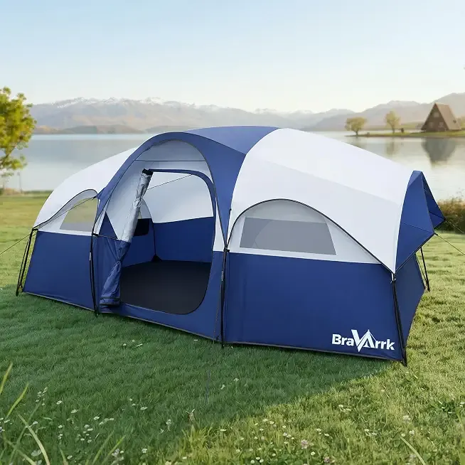 Camping Tent for 8 Person, 3 Room Family Tent with Rainfly | 14 x 9 x 6 ft, PU3000MM Waterproof,Large Roomy Tents with Divided Curtain,Portable Outdoor Tent for Families Car Camping