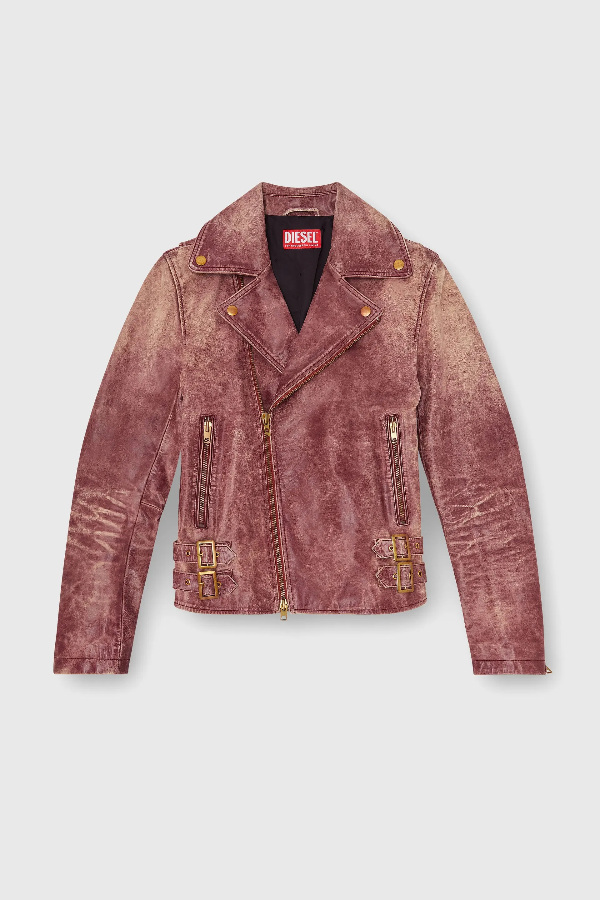 Biker jacket in treated leather
