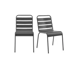 Matt Blatt Miami Metal Outdoor Dining Chair (Charcoal, 2 Pack)