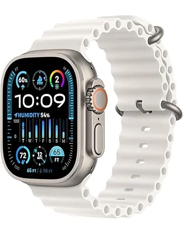 Apple Watch Ultra 2 [GPS + Cellular, 49mm] - Titanium Case With White Ocean Band, One Size (Renewed)