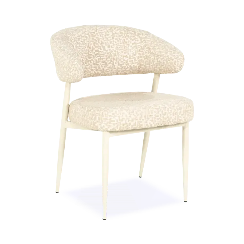 Eetkamerstoel Miso – stof Tetris Taupe – open rug – poot beige