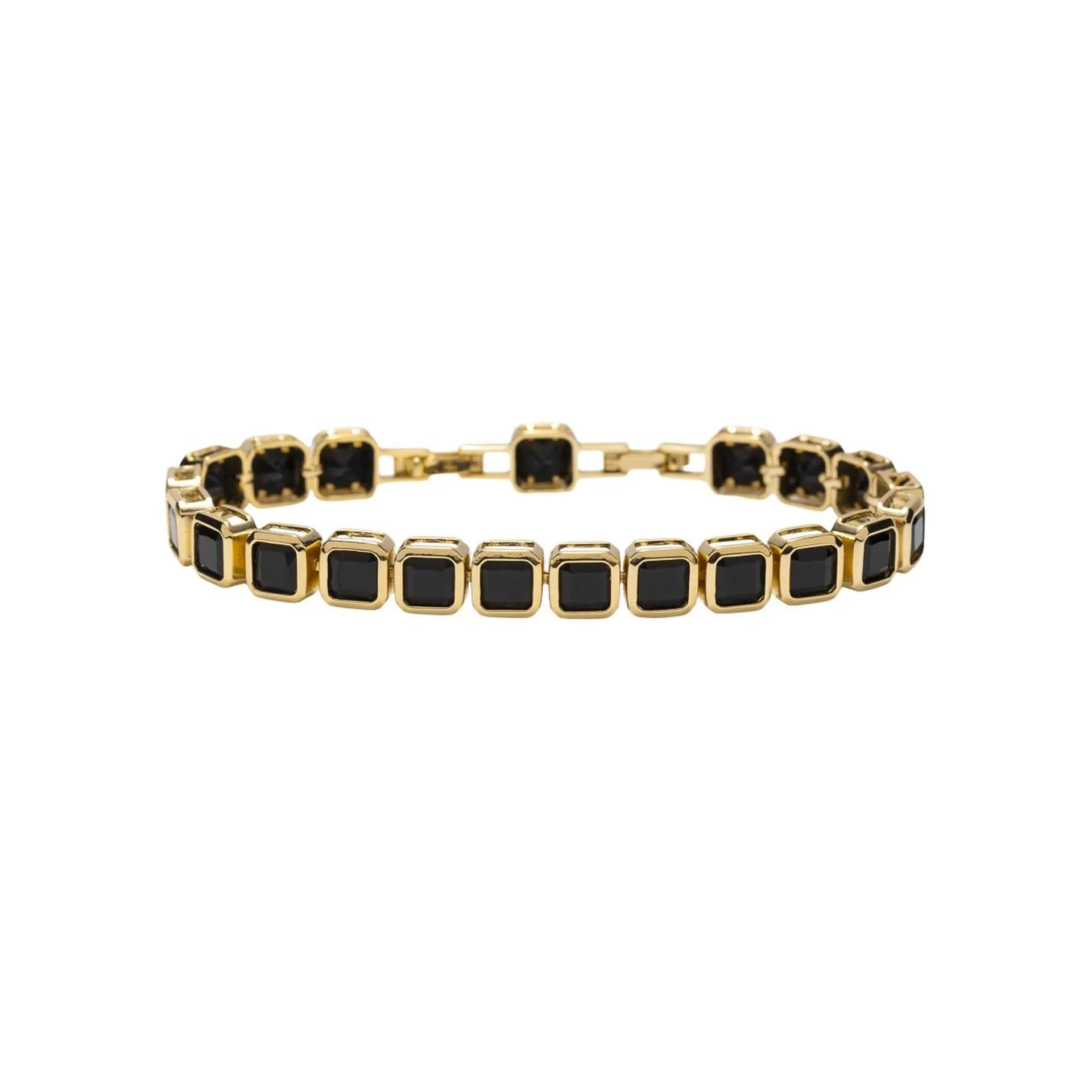 Armbånd med sorte stener i annet metall