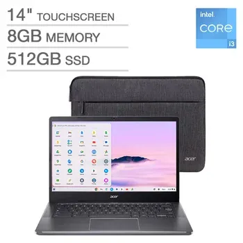 Acer Chromebook Plus 14" Touchscreen Laptop with Google AI - Intel Core i3-N305 - 1920 x 1080 - Chrome OS - 8GB RAM - 512GB SSD - Protective Sleeve Included