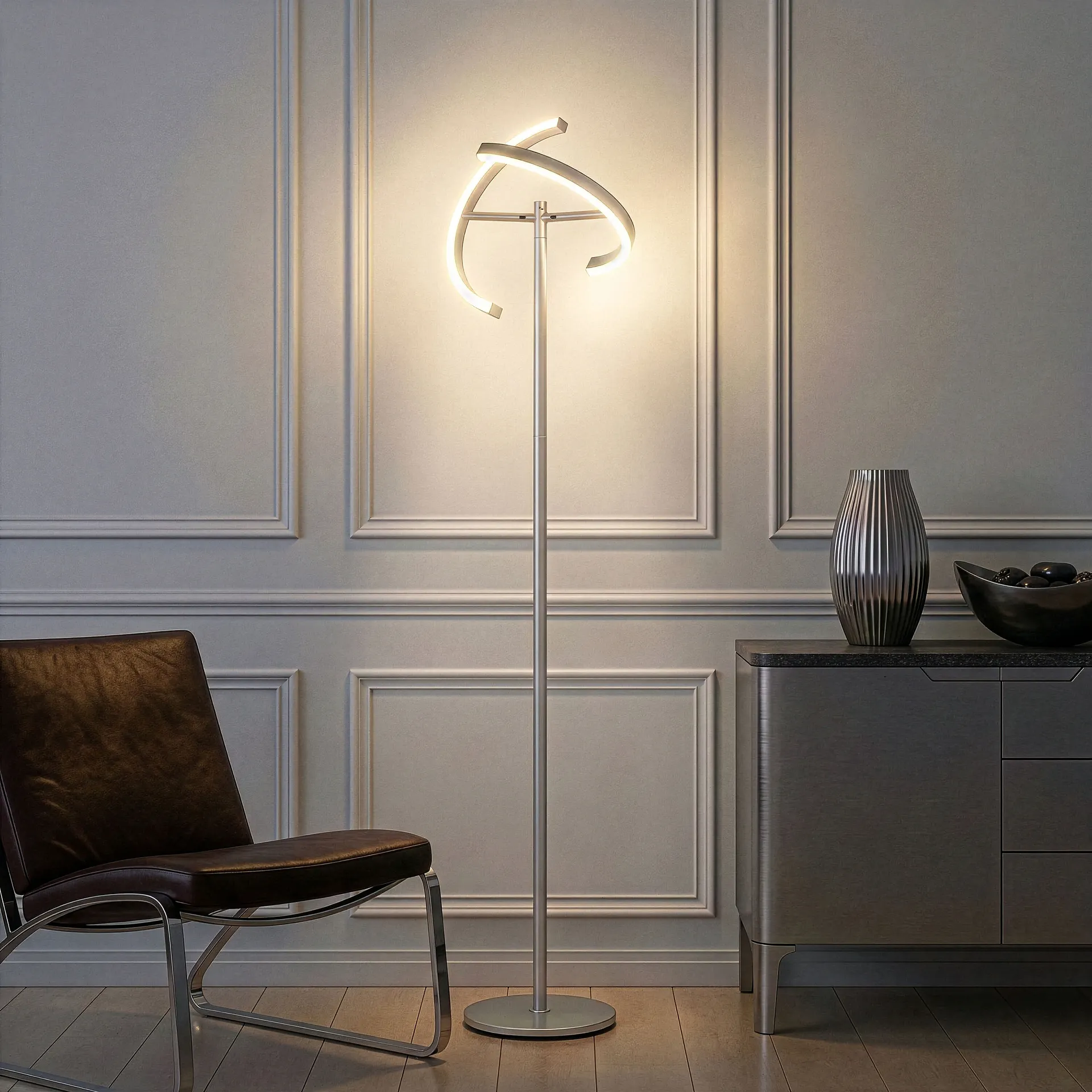 72-in Silver Torchiere Floor Lamp with
