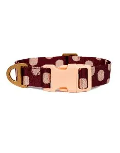 Dogguo Dot Collar - Halsband - 26x2.5x36-52 cm Bordeaux Perzik M