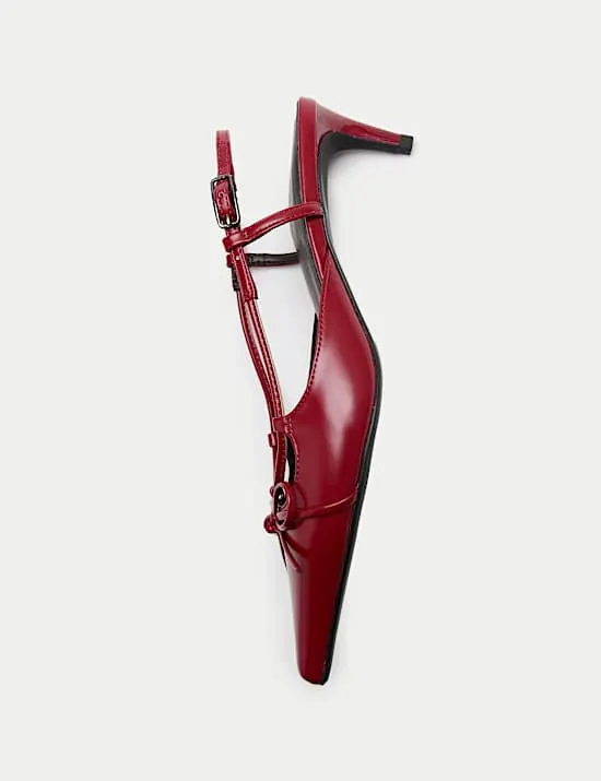 Bow Kitten Heel Pointed Slingback Shoes