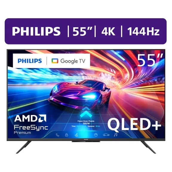 Philips 55" Class 144Hz QLED+ 4K UltraHD (2160p) Google + Gaming Smart TV (55PUG7675/F7) $248.00 Was $278.00