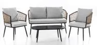 11tlg. Lounge-Set BARI aus Aluminium und Rope-Geflecht inkl. Polsterauflage - Grau