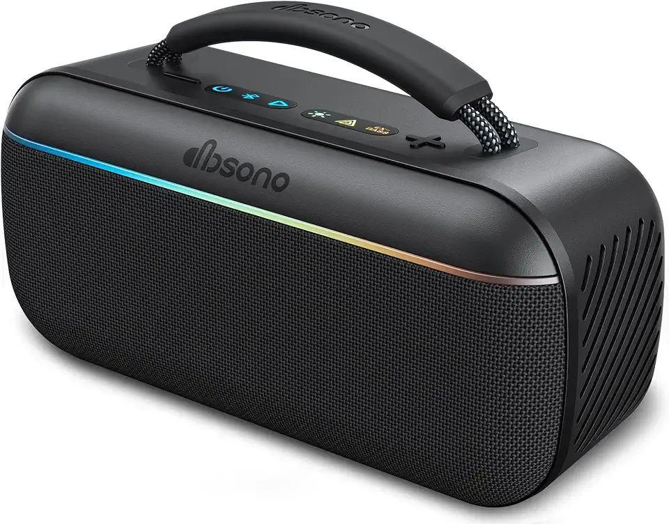 dbsono Portable Bluetooth Speaker Wireless: 100W(Peak) SoundPulse 2.0 with BassBoost, Waterproof Loud Party Speakers, Unlimited Pairing, TWS for Outdoor/Indoor, Beach Vacation Essential, Black