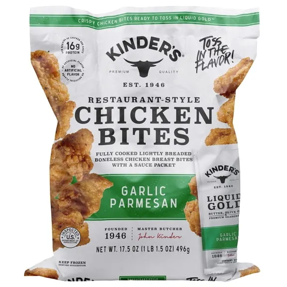 Kinder's Restaurant-Style Breaded Garlic Parmesan Boneless Chicken Bites, 17.5 oz (Frozen) $8.96 51.2 ¢/oz