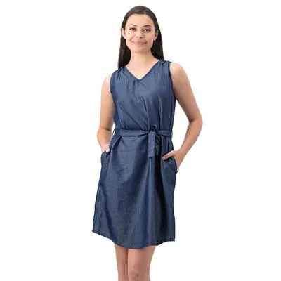 Vestido Mxstaza Mujer Sin Mangas De Mezclilla Con Cinturón