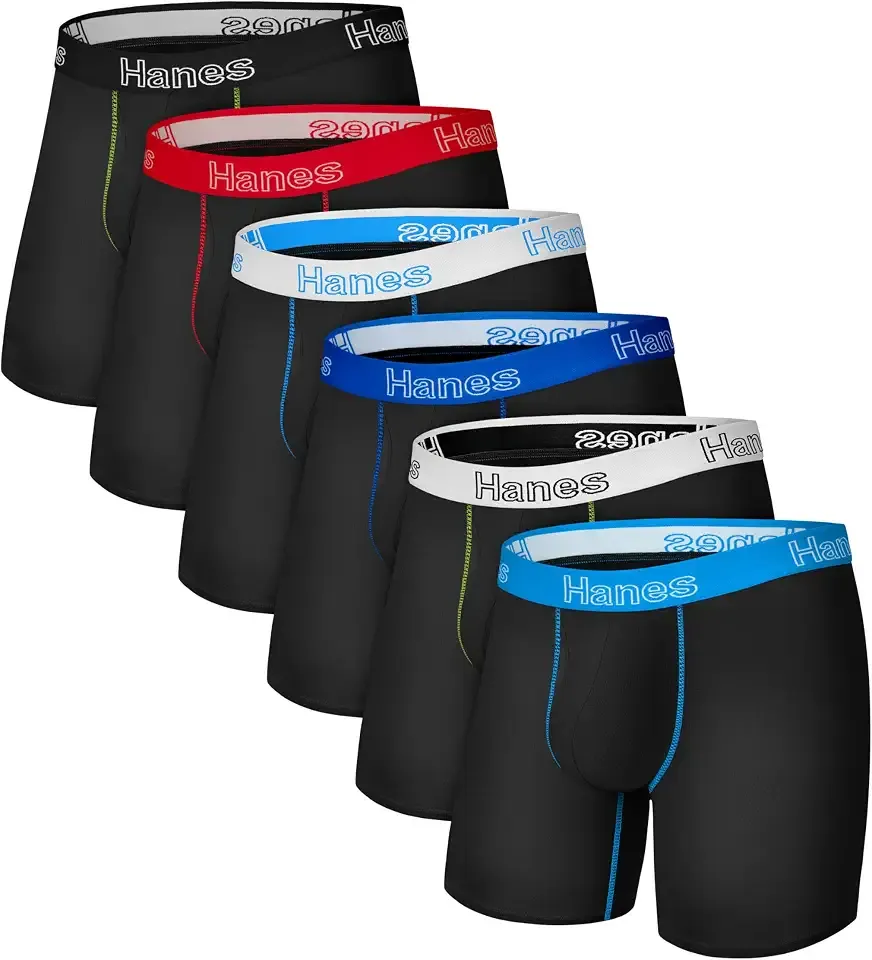 Men's Boxer Brief Underwear Pack, Stretch Cotton Boxer Briefs for Men, Moisture-wicking, 6-pack